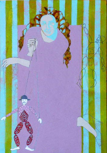 Frau mit Marionette
