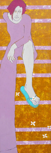 Frau mit langem Bein