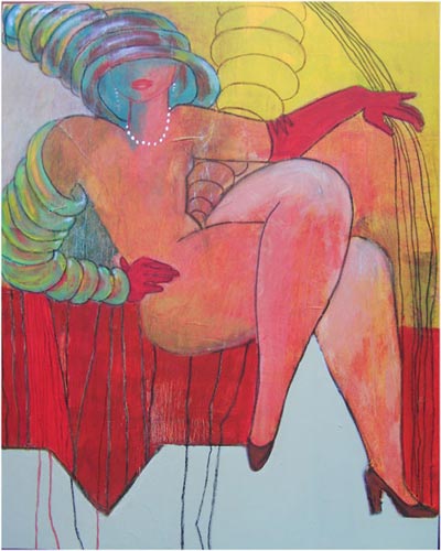 Frau mit Spiralen